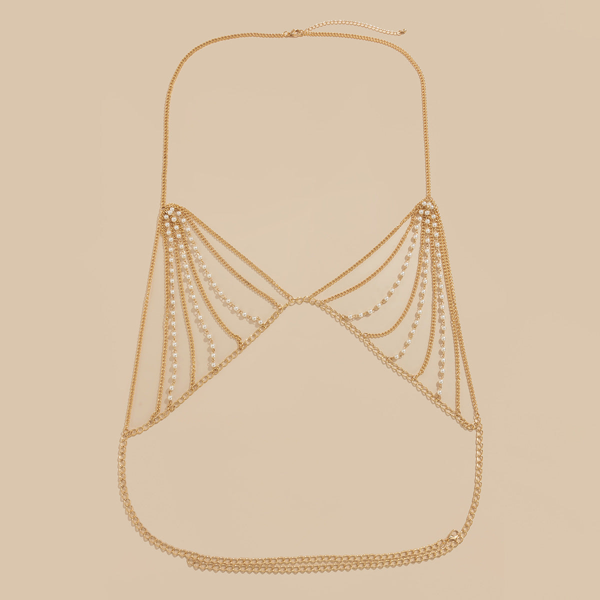 Exaggerated pearl chain bikini bra body chain sexy and fashionable body chain