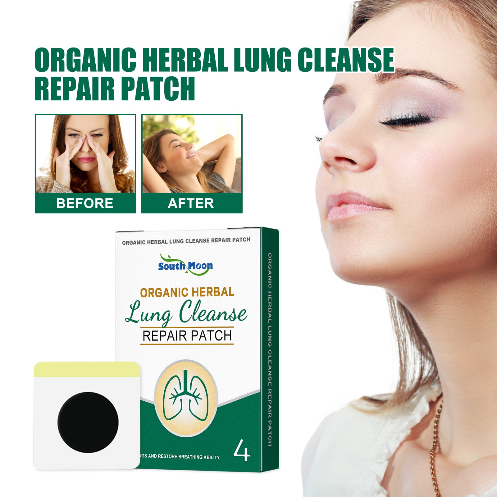 Organic Herbal Lung Cleanse Repair Patch, Relieve Nasal Discomfort Nasal Cleansing Repair Body Care