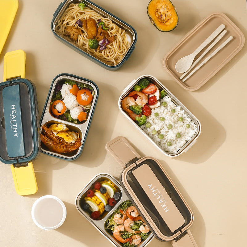 Microwave-heatable 316 stainless steel sealed single-layer compartment insulation lunch box lunch box bento box