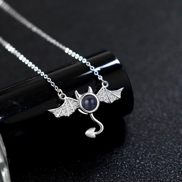 100 languages I love you, projection necklace, female demon, niche European and American design, collarbone chain jewelry