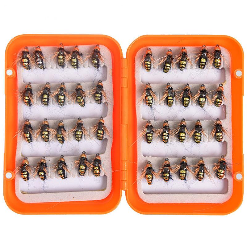 LEO 40pcs/box Fly Fishing Flies Lure High Carbon Steel Fly Tying Hooks for Trout Fishing Artificial Flies
