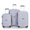 Hardshell Suitcase Spinner Wheels PP Luggage Sets Lightweight Durable Suitcase with TSA Lock,3-Piece Set (20/24/28) ,Silver - Silver + Polypropylene