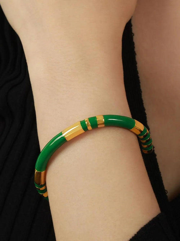Enamel Titanium Steel Cuff Bracelet
