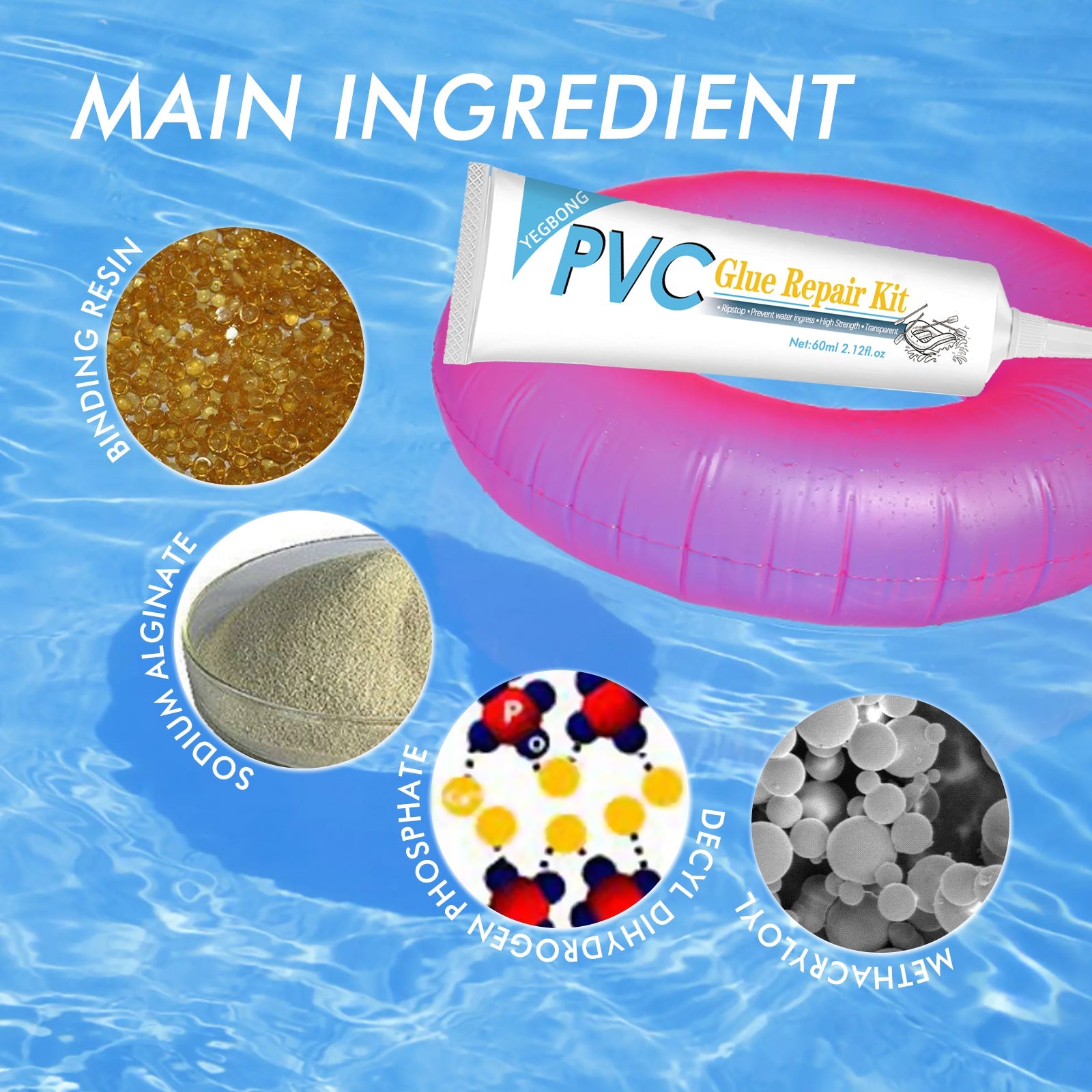Pool Repair Kit, Swimming Ring Air Cushion Tent Crack Leakage Waterproof Transparent Adhesive Repair Subsidy