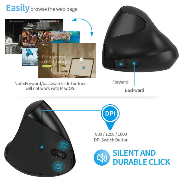 Ergonomic Optoelectronic Silent Charging 2.4G Wireless Mouse Vertical and Handheld