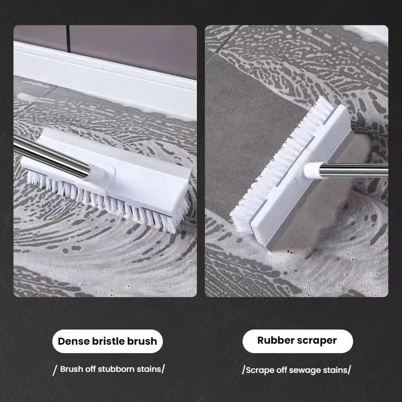 2-in-1 Floor Scrub Brush with Long Adjustable Handle. Multifunctional for Bath & Kitchen