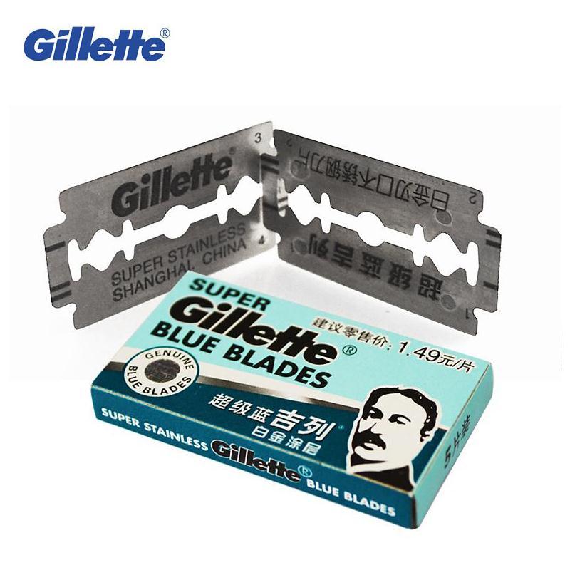 Gillette Super Blue Shaving Razor Blades For Men Stainless Steel double edge Shaver Blades (5 blades x 2 boxes)