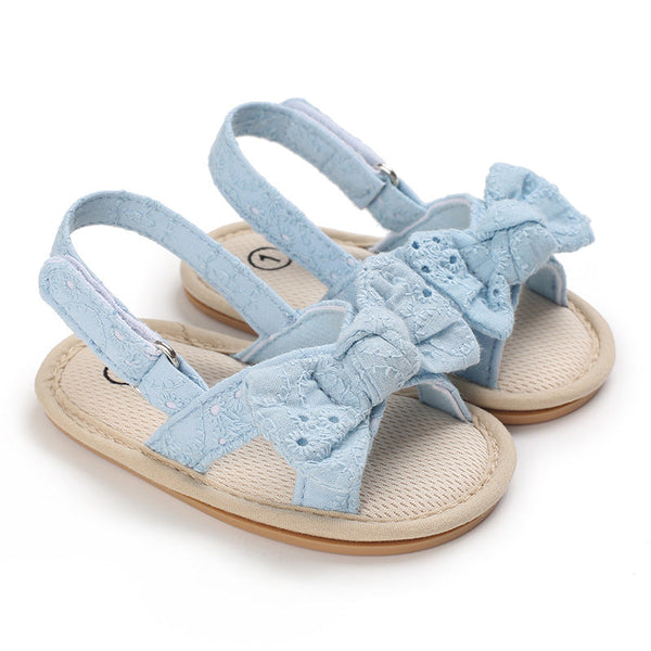 Baby Shoes Summer New 0-1 Year Old Rubber Sole Bow Sandals Toddler Shoes Baby Shoes