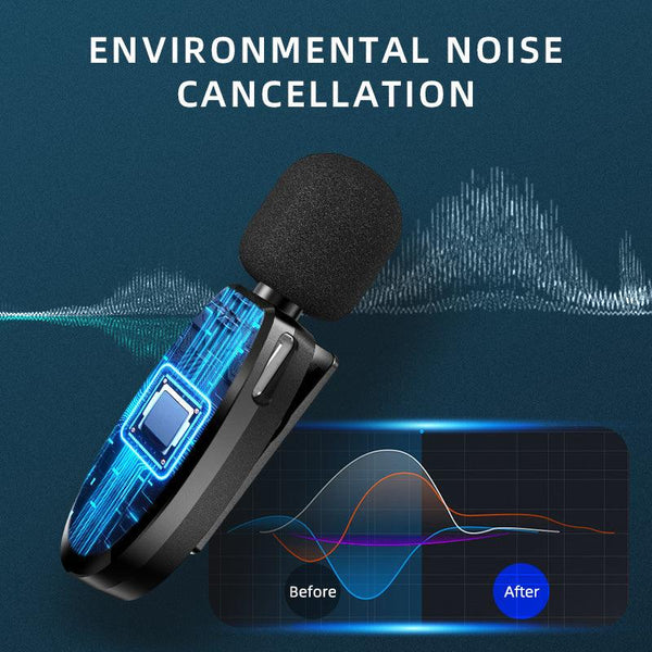 Lavalier Wireless Microphone Outdoor Live Broadcast Internet Celebrity Carry 2.4G Radio Noise Reduction Small Microphone