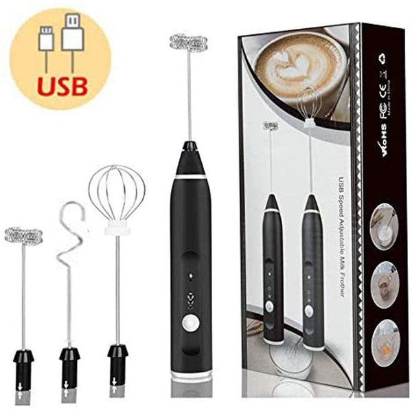 3-Piece Electric Milk Frother And Whisk Set