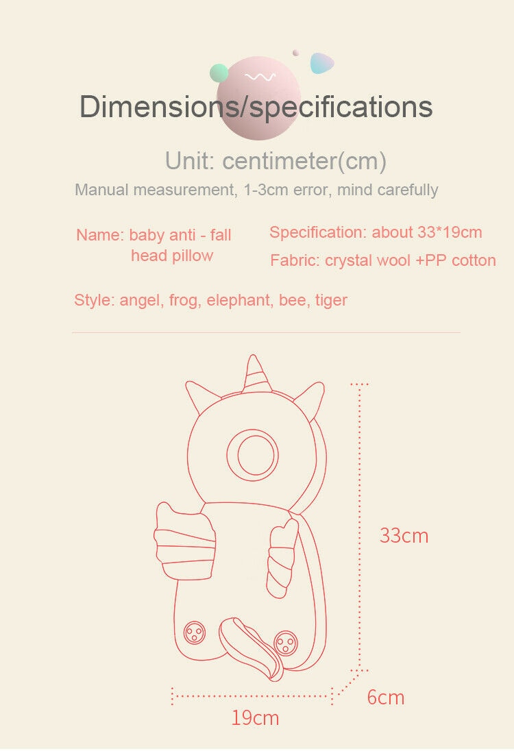 Newborn Toddler Baby Head Protector Safety Pad Cushion Back Prevent Injured Unicorn Bee Cartoon Security Pillows 1-3Y