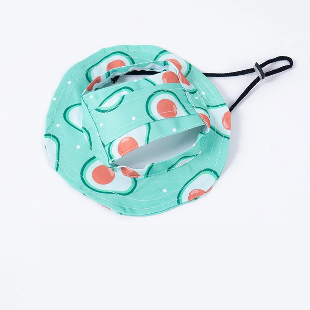 Fashion Dog Hat Adjustable Pet Bucket Hats with Ear Holes Summer Outdoor Round Brim Sun Hat for Samll Dogs Cats Pet Supplies