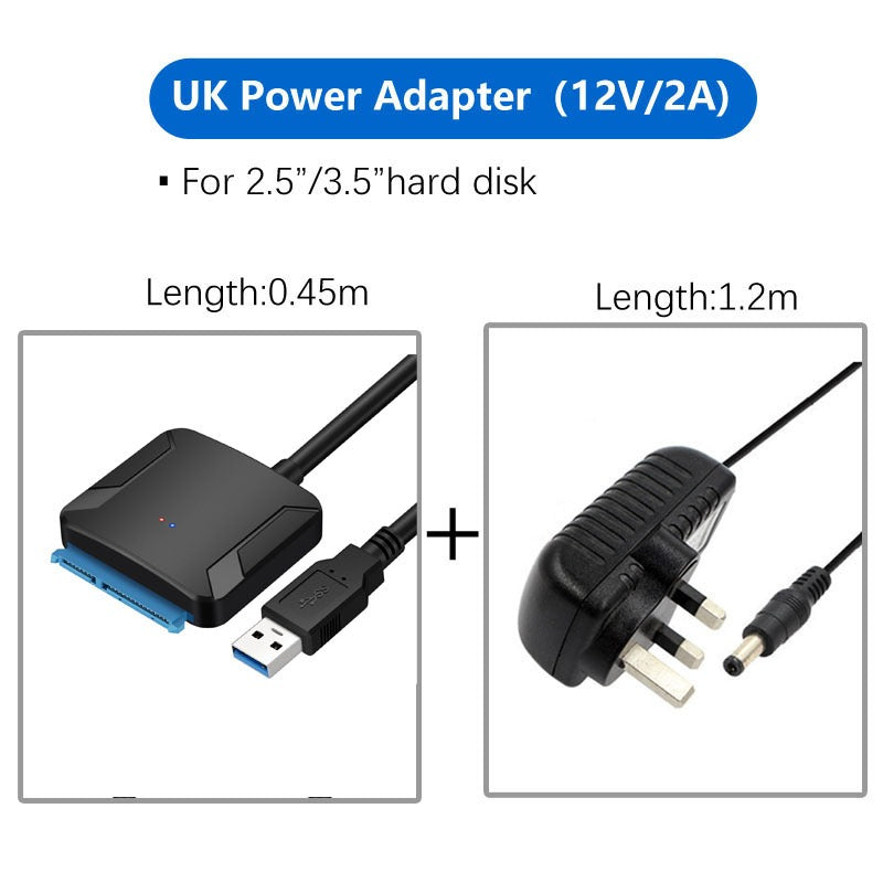 USB 3.0 Easy Drive Cable SATA to USB 3.0 Cable 2.5-inch/3.5-inch Hard Disk Adapter Cable