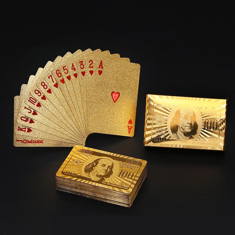 Waterproof Luxury Platinum Foil Poker Playing Cards Gold Plated Porker Cards