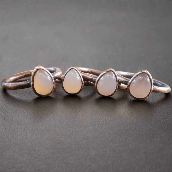 Copper Pink Chalcedony Ring - Soft Love Energy | By Blackbird & Sage