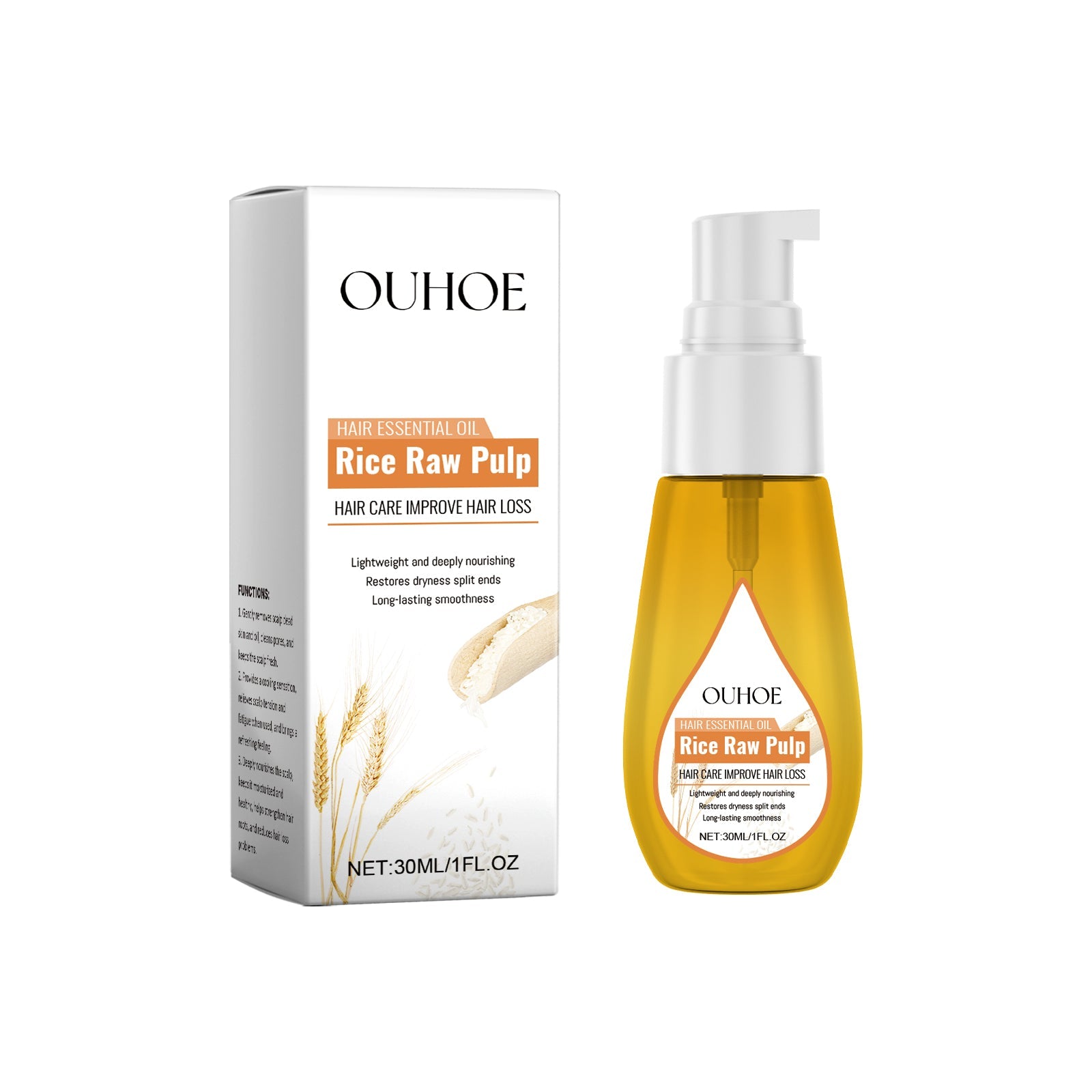 Rice Wash Water Hair Care Oil Repair Hair End Moisturizing Hair Natural Fluffy, Smooth And Glossy Hair Care Essential Oil