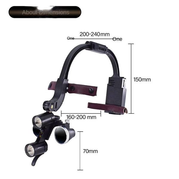 Dental oral head mounted magnifier with headlight HD orthopedic ENT optical instrument magnifying lens light