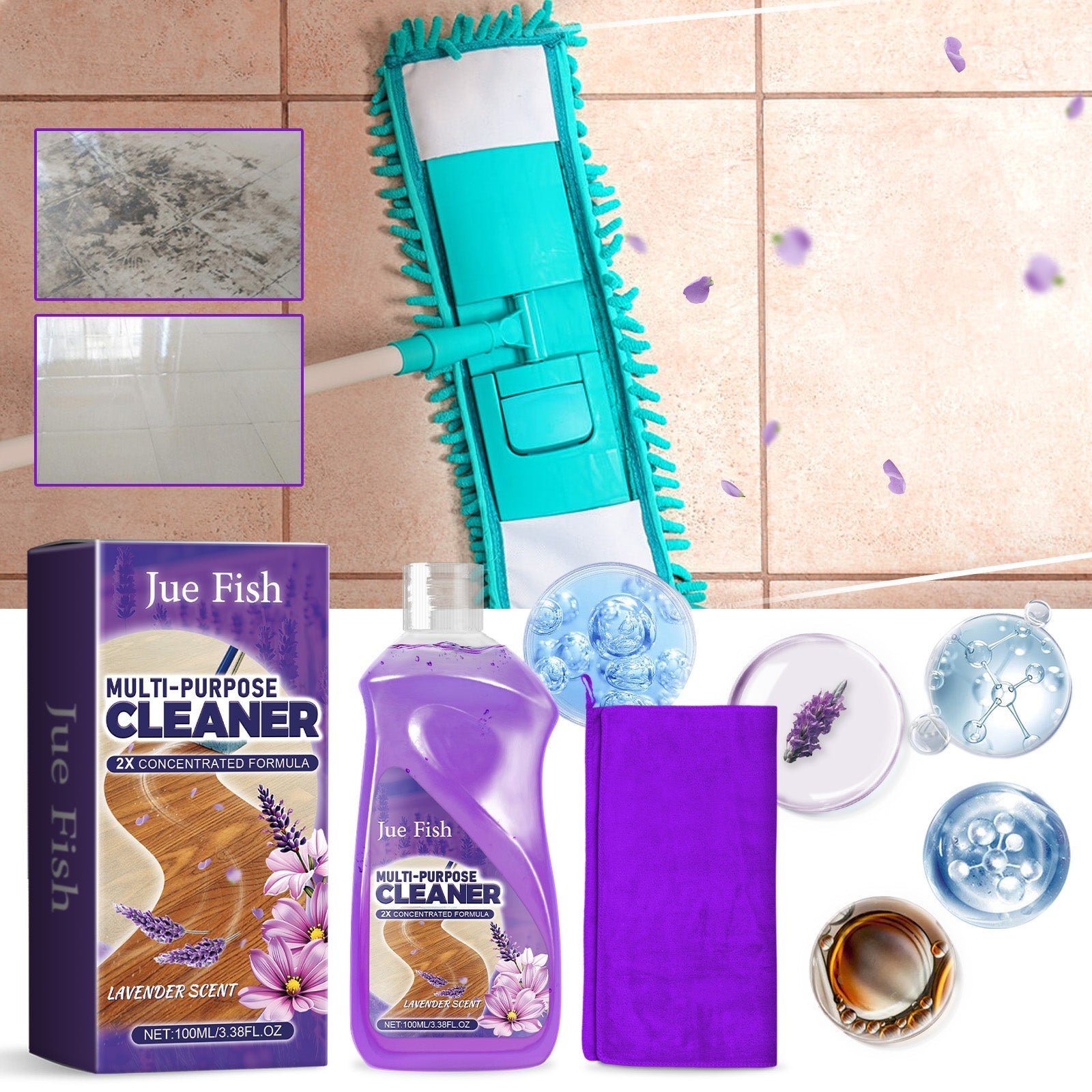 Multi-Purpose Floor Cleaner Household Kitchen Bathroom Floor Soot And Scale Multi-Functional Cleaning