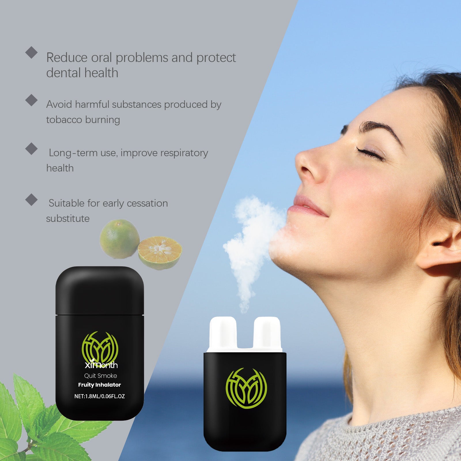 Smoking Cessation Suppressant Inhaler Vitality Energizing Essential Oil Inhaler Cooling Oil Double Hole Inhaler Aids Smoking Cessation Portable Smoking Control Care Inhaler