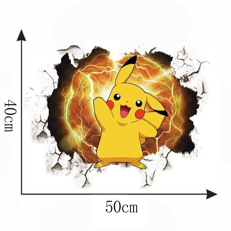 Cartoon anime children's room decoration wall sticker self-adhesive 3D Pikachu Digimon PVC sticker poster wall decoration