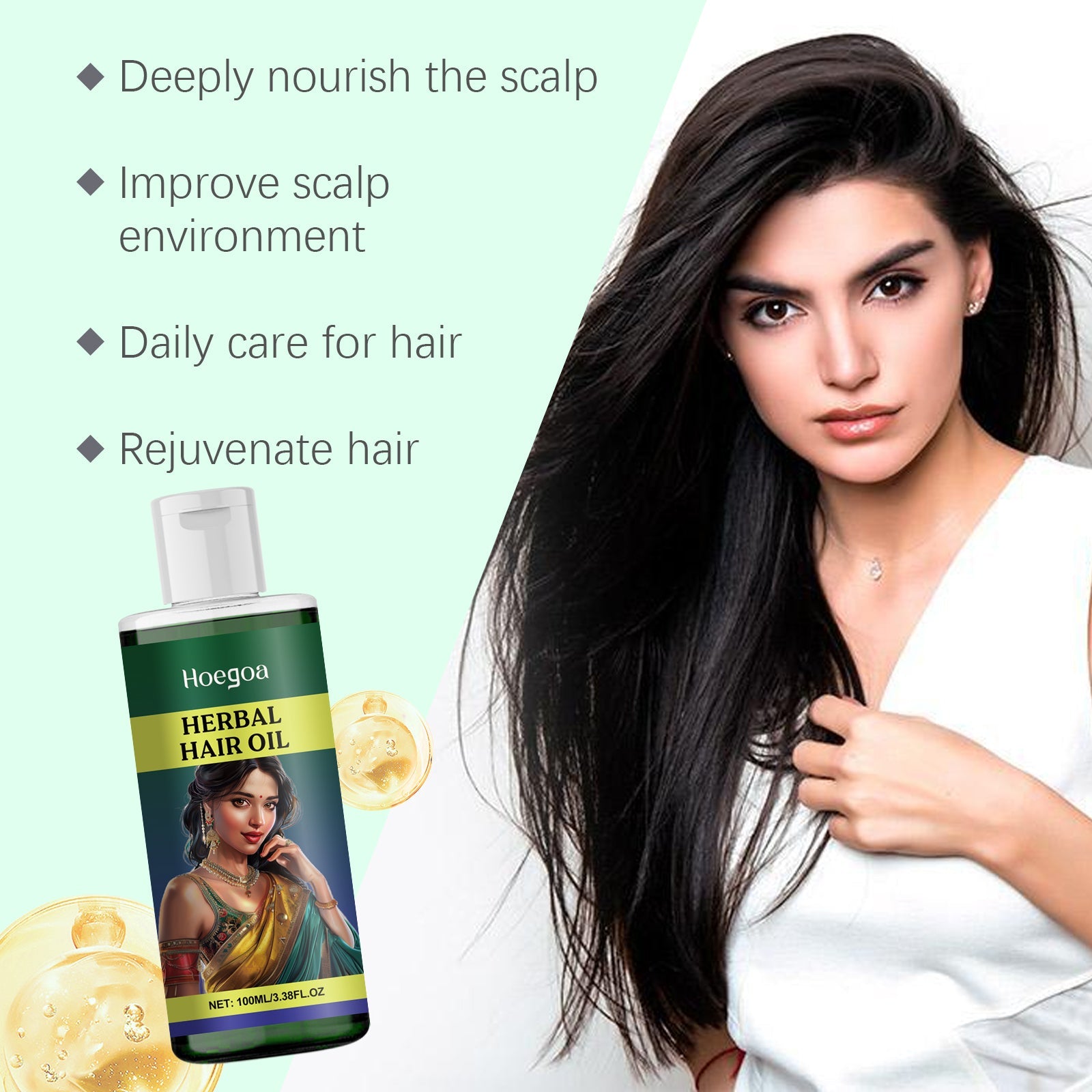 Herbal Hair Care Oil Gently Cleans And Moisturizes Dry And Split Hair And Nourishes Hair