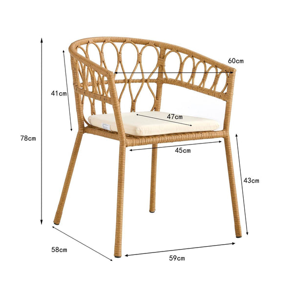 Outdoor dining set of 5 simple bamboo dinning table  PE ratten round table 110CM plastic wood top