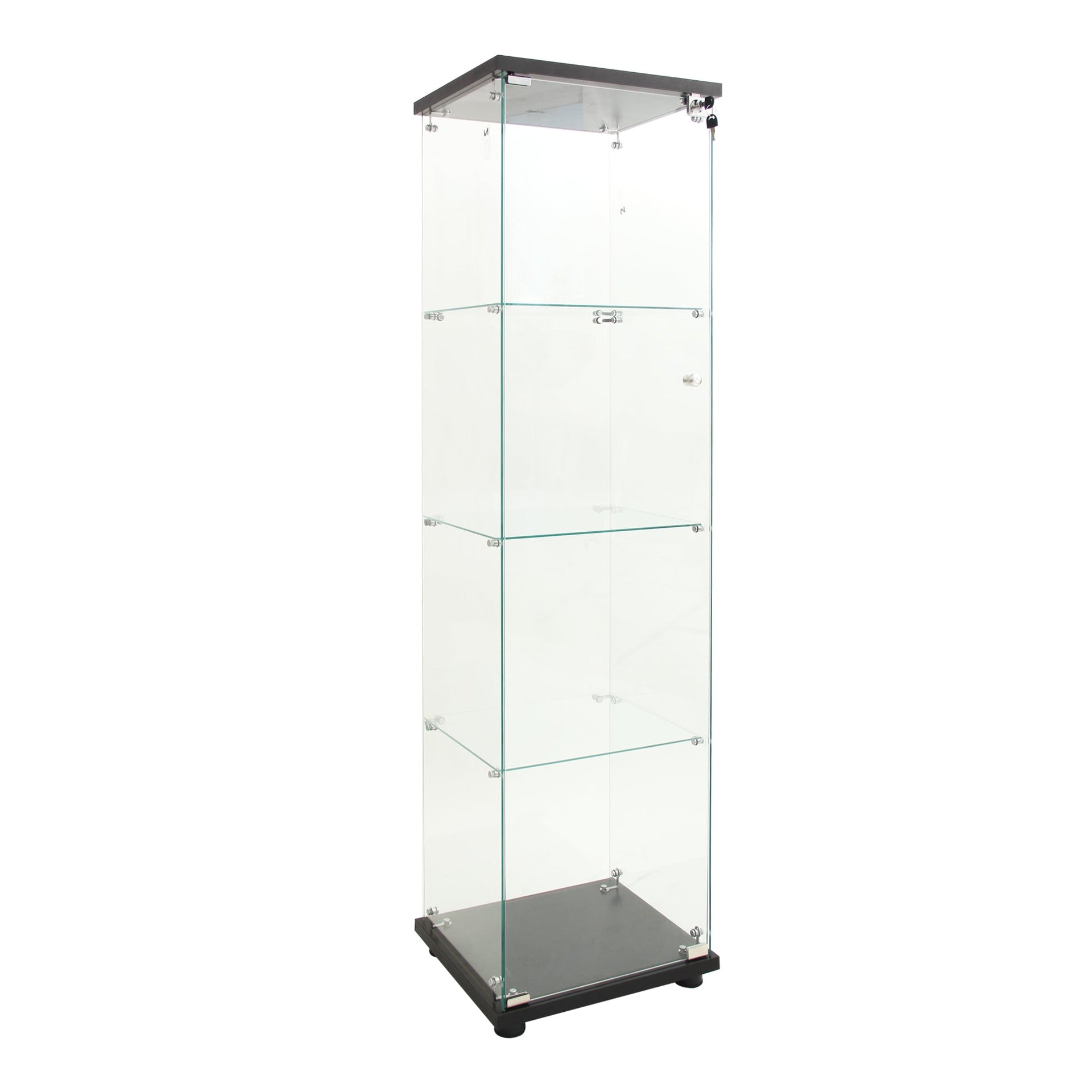 4 LED light glass display cabinets with door shelves, floor standing antique bookshelf, 64.7 