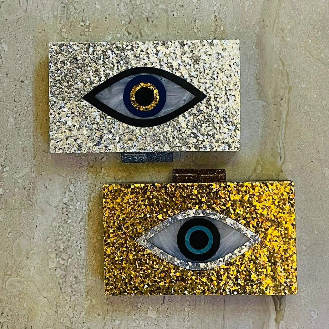 Silver Evil Eye Clutch