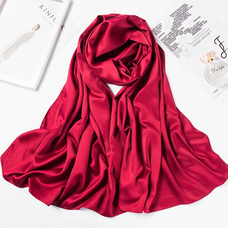 Malaysia bawal 110*110cm Large Square Scarf Single Color Matte Satin Silk Scarf Women's Headscarf Shawl