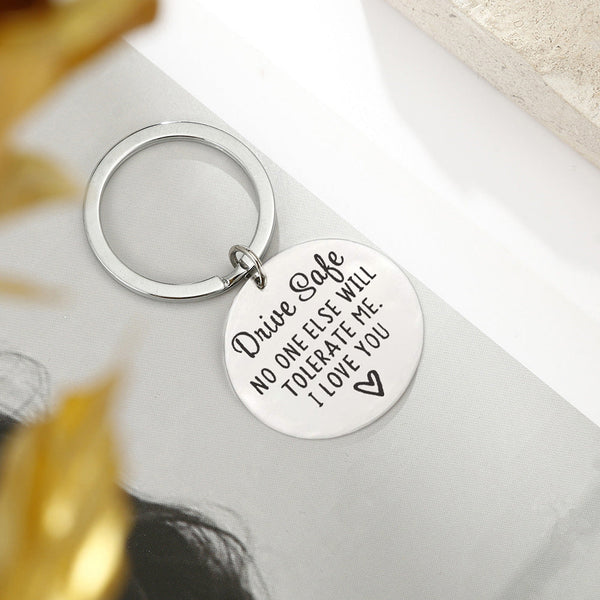 Driving safety stainless steel keychain Couple boyfriend girlfriend gift