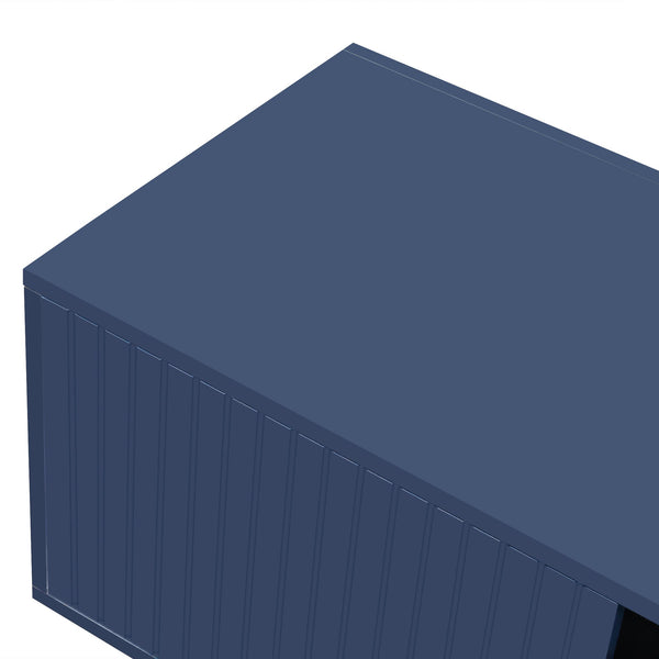 Modern Shoe Storage Bench with Hidden Storage and Upholstered Cushions for Bedside, Living Room and Entryway (Navy)