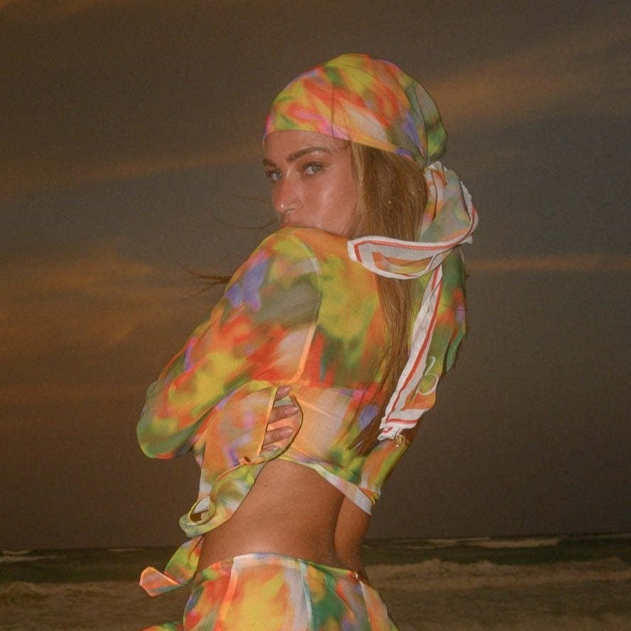 Cross-border New Beach Chiffon Headscarf Swimsuit Set Multi-color 90*90 Square Scarf