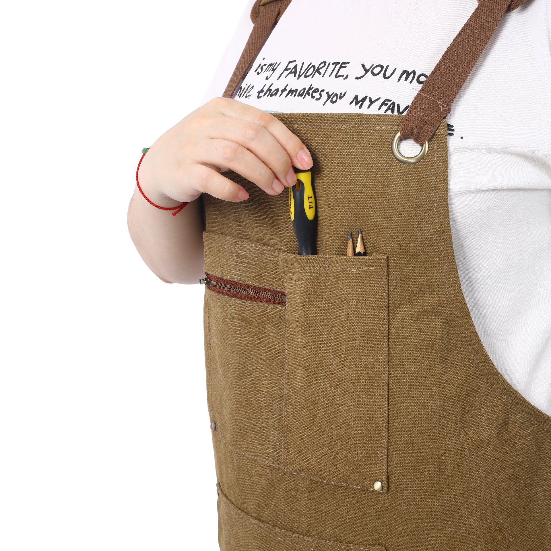 Long heavy-duty canvas tool apron, carpenter apron, carpenter 16 ounces, fully adjustable, no need for waxing