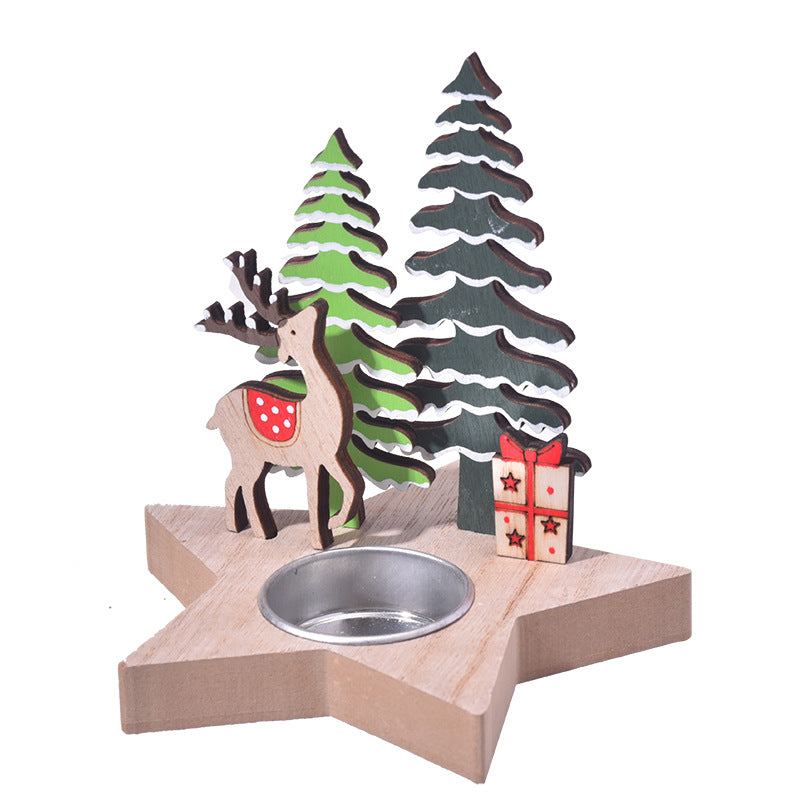 Christmas Decoration New Product Christmas Wooden Candle Stand Desktop Decoration Christmas Daily Necessities