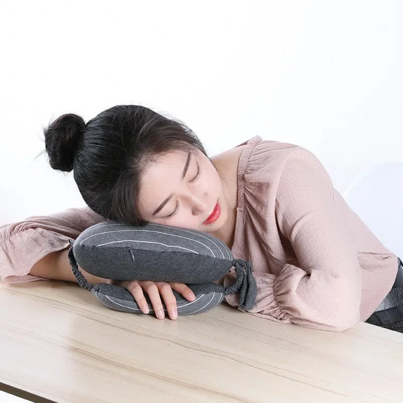 Portable type Eye Mask 2-in-1 Neck Pillow Sweat Cloth Foam Particle Eye Mask Pillow Car Travel Leisure Nap Pillow
