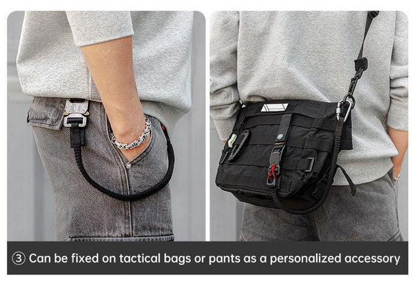 Func. tool rope, equip. tools, phone anti-loss hooks, bag & pant dec. ropes