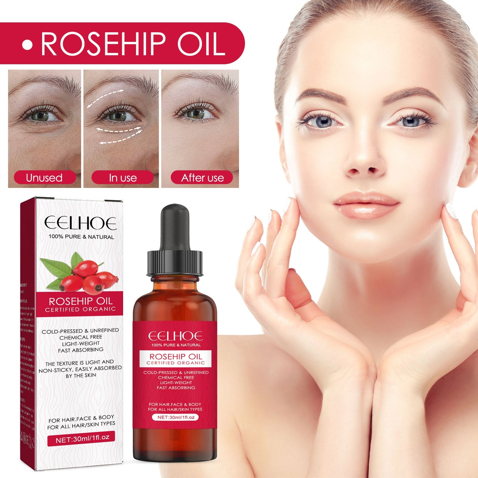 Rose Hip Facial Essential Oil Facial Body Moisturizing Skin care Supple Hair Care Massage Essential Oil