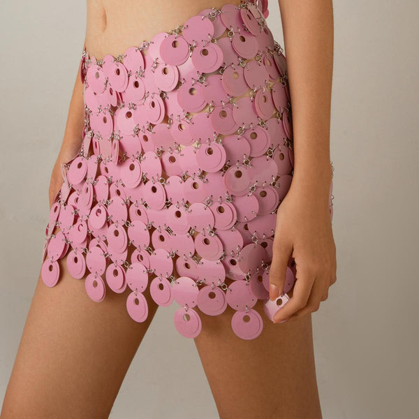 exy suspender hollow sequin skirt, nightclub trendy women's thin half skirt, body chain