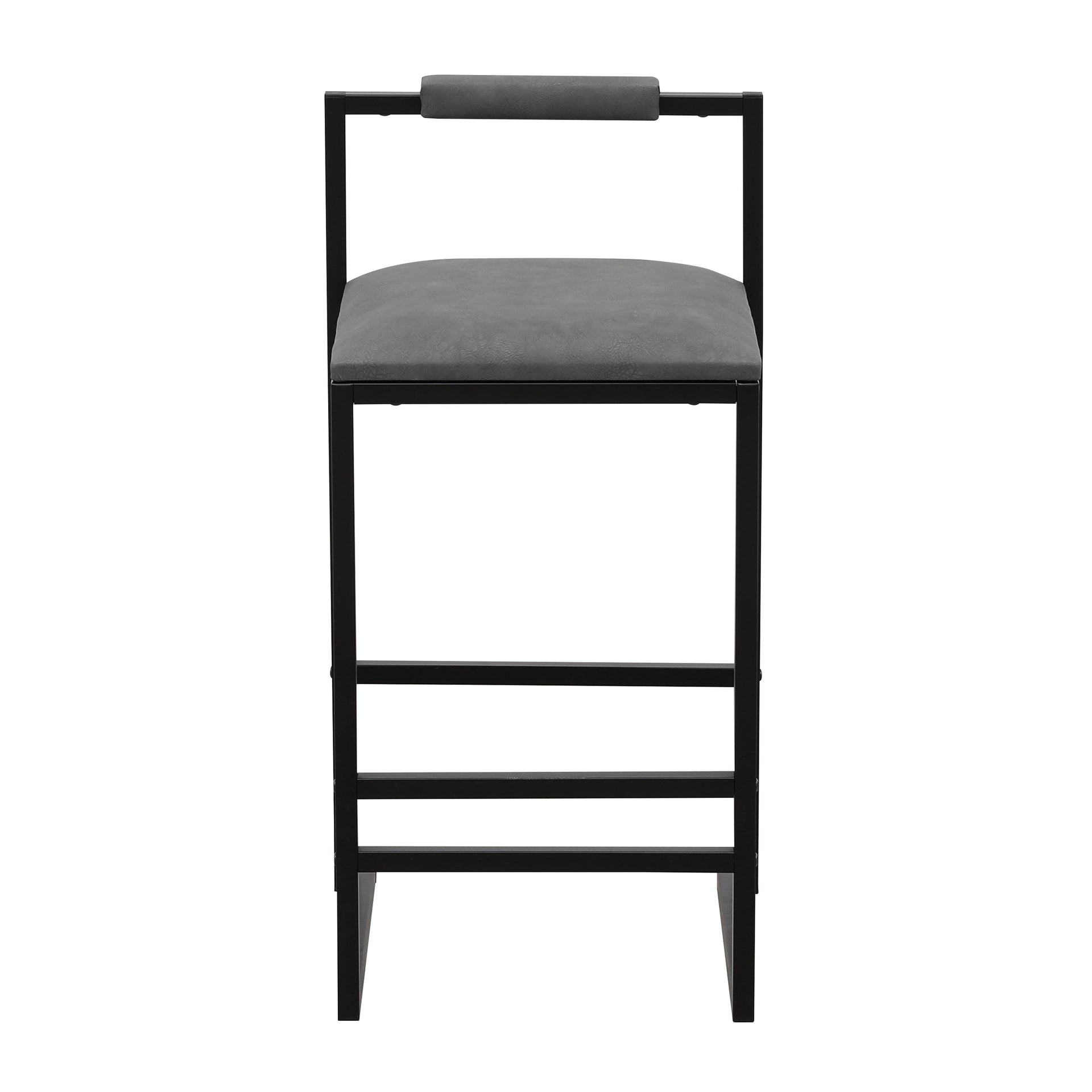 Set of 2 Counter Height Barstools Kitchen Island Stools (Gray with Back)