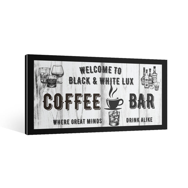 Personalized Coffee Bar Wall Art – Custom Name Black & White Canvas Sign for Kitchen or Home Café Decor