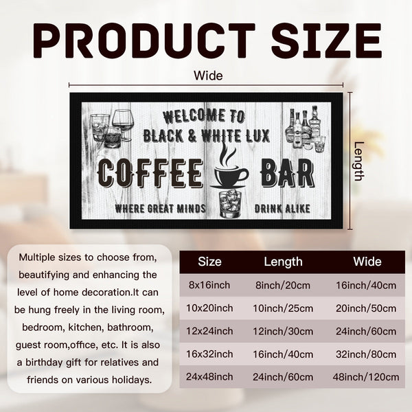 Personalized Coffee Bar Wall Art – Custom Name Black & White Canvas Sign for Kitchen or Home Café Decor