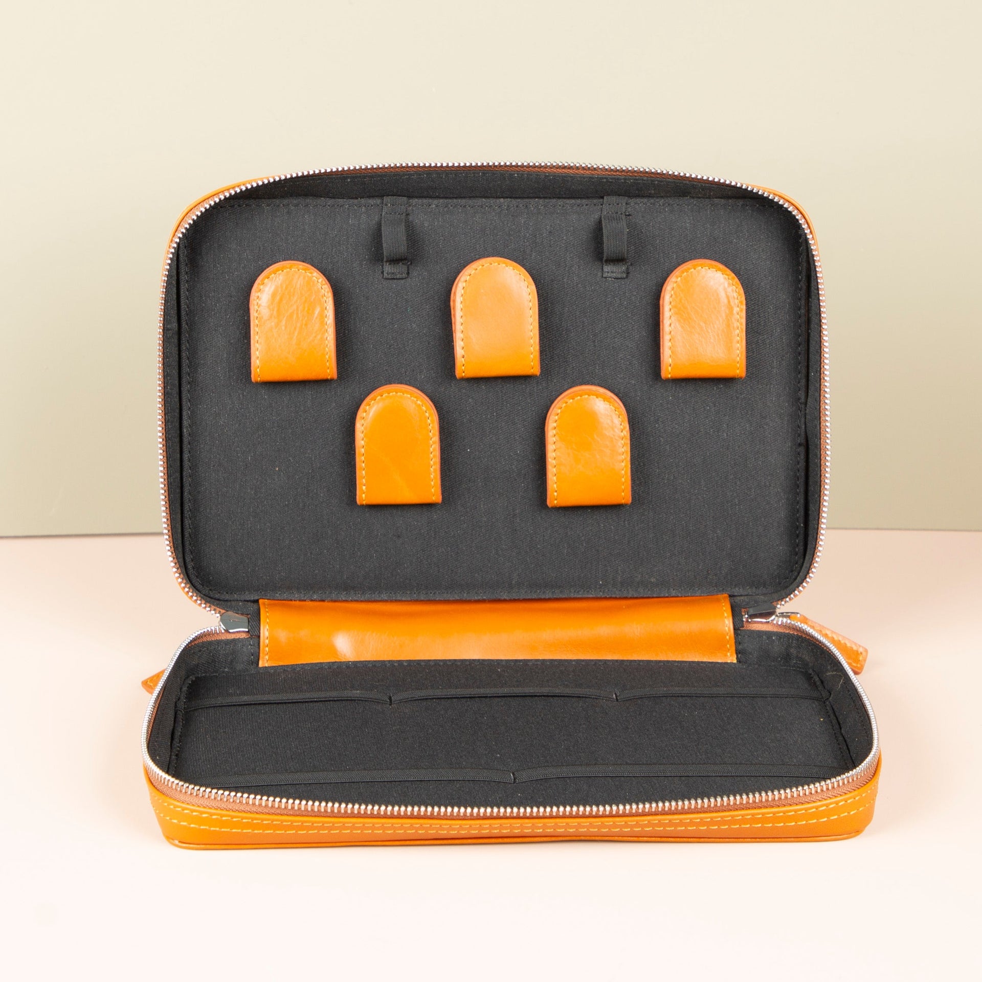 Leather Tech Organizer Case - Orange - Oslo