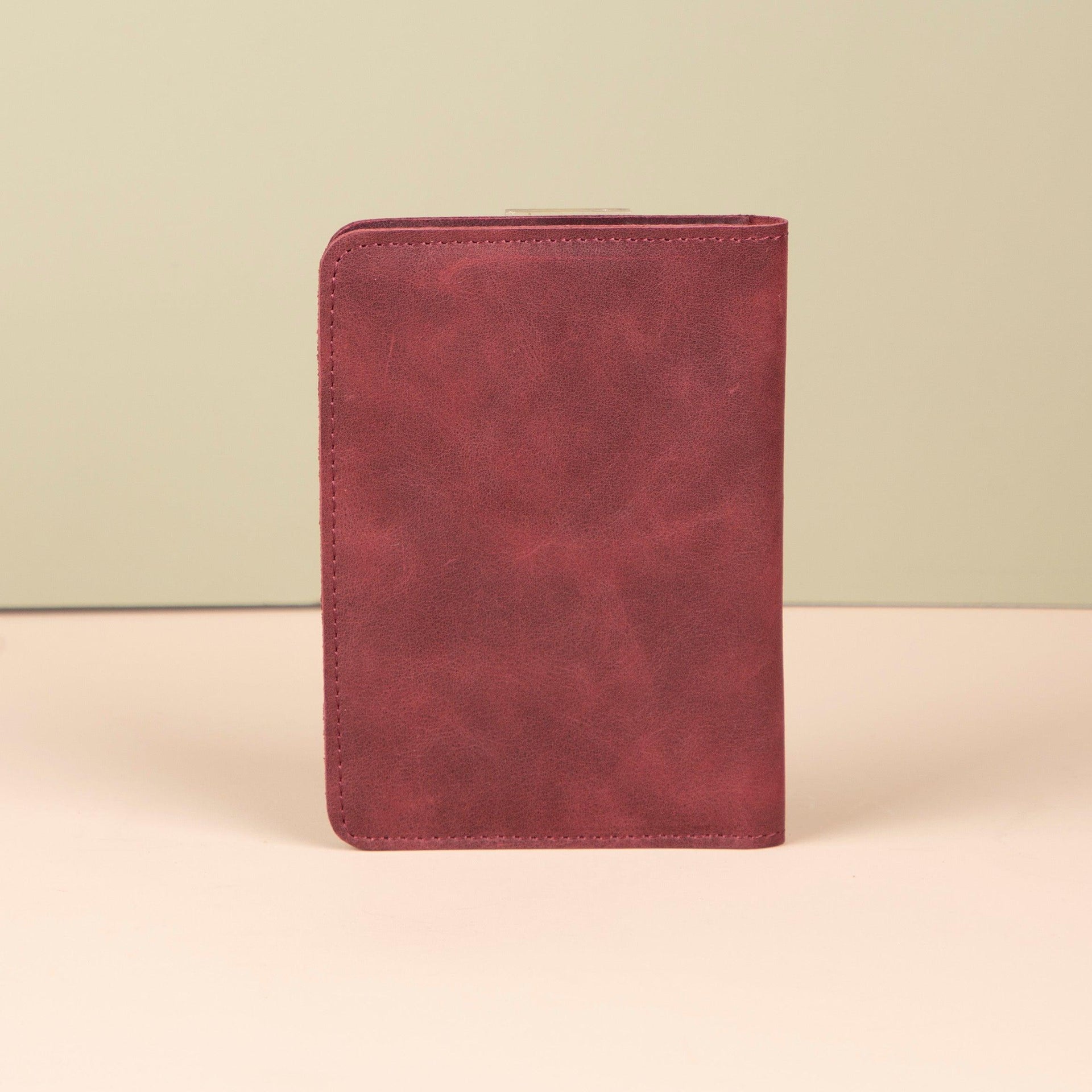 Leather Passport Holder - Burgundy - Milan