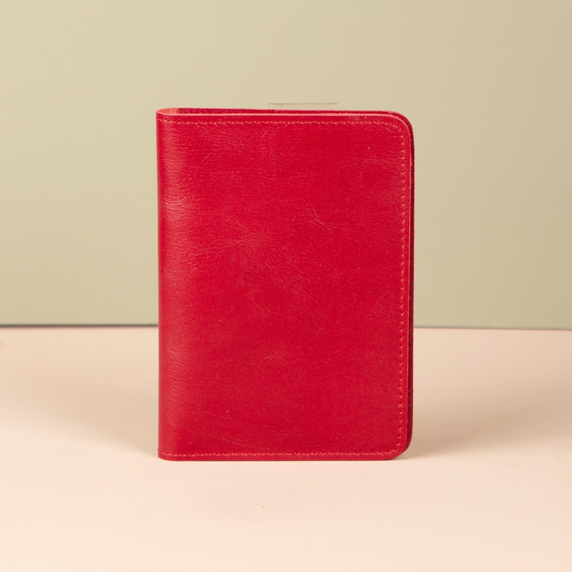 Leather Passport Holder - Red - Milan