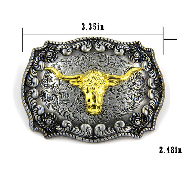 TOPACC Western Turquoise Belts - Texas Longhorn Belt Buckle