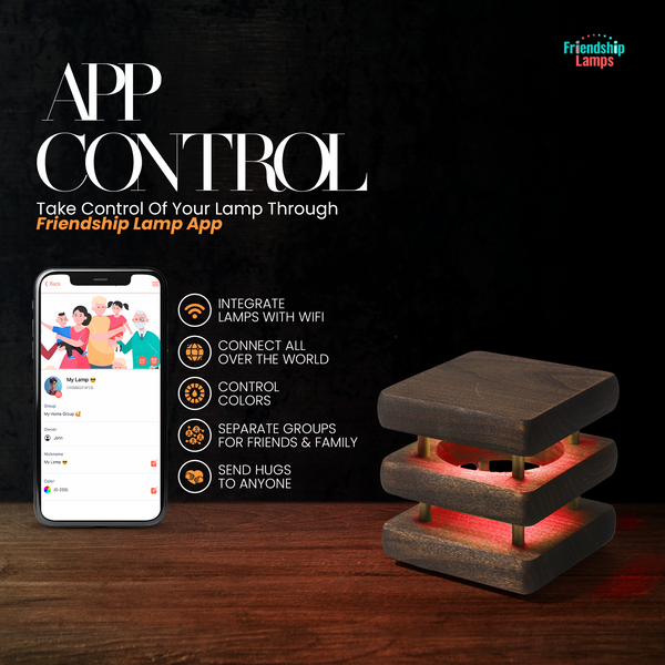 Mini Mid-Century Kona Design Friendship Lamp – Compact Retro Wi-Fi Touch Lamp for Long-Distance Connection