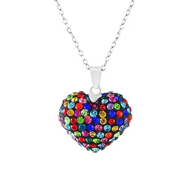 Bubble Heart Pendant in Solid Sterling Silver Made with Swarovski Elements