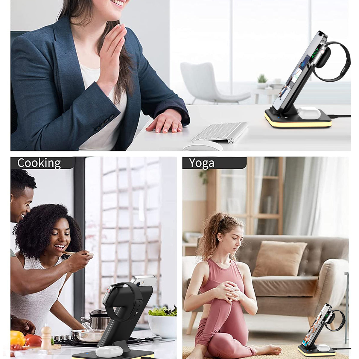 4-in-1 Wireless Charging Stand with Night Light