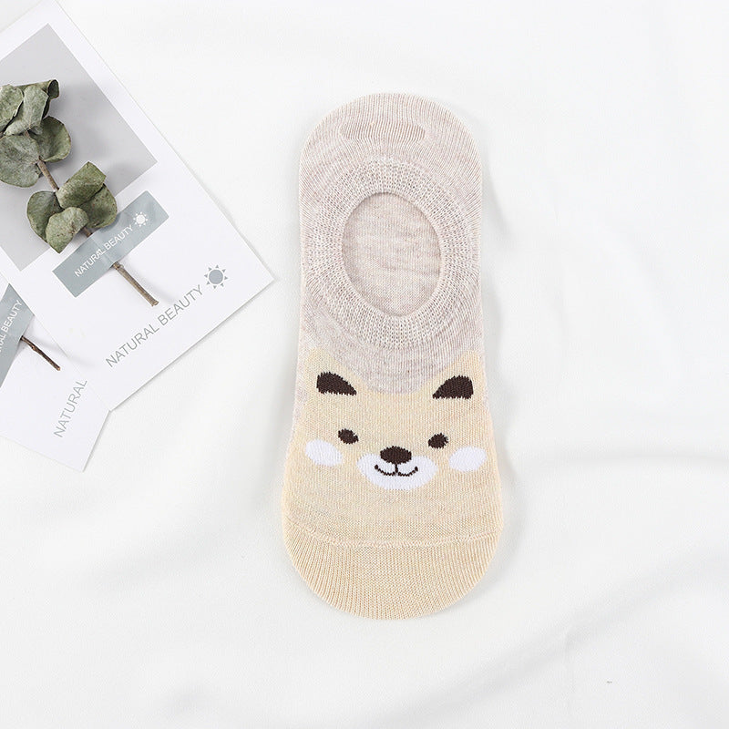 5 Pairs Cute Animal Spring Women Cotton Boat Socks Set Korean Style Funny Cat Dog Panda Low Cut Ankle Short Socks