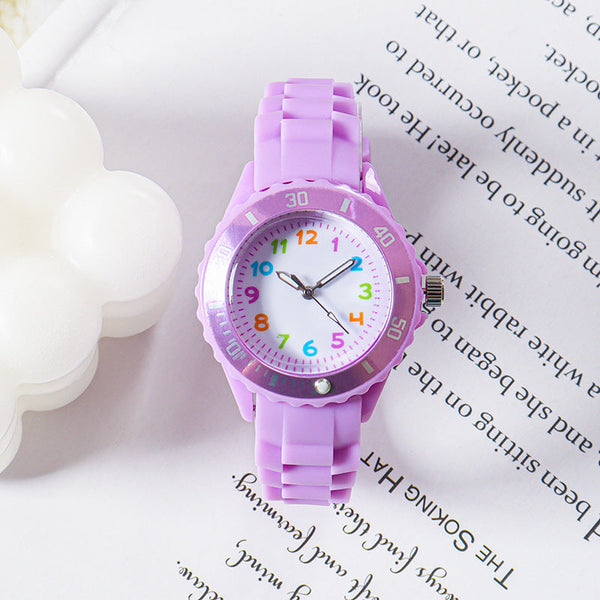 Kids Quartz Watches 50M Waterproof Analog Wristwatches Jelly Clock Students Watch Children PU Band Watch Childrens Analog Wrist Watch With Protective Design Simple Watch For Girls And Boys